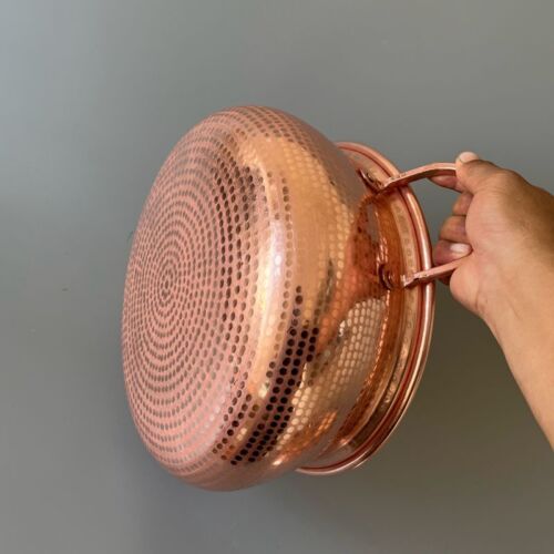 Cazuela de guiso de arroz para olla de cobre puro tapa gruesa hecha a mano gas/inducción de patata - Imagen 9 de 22