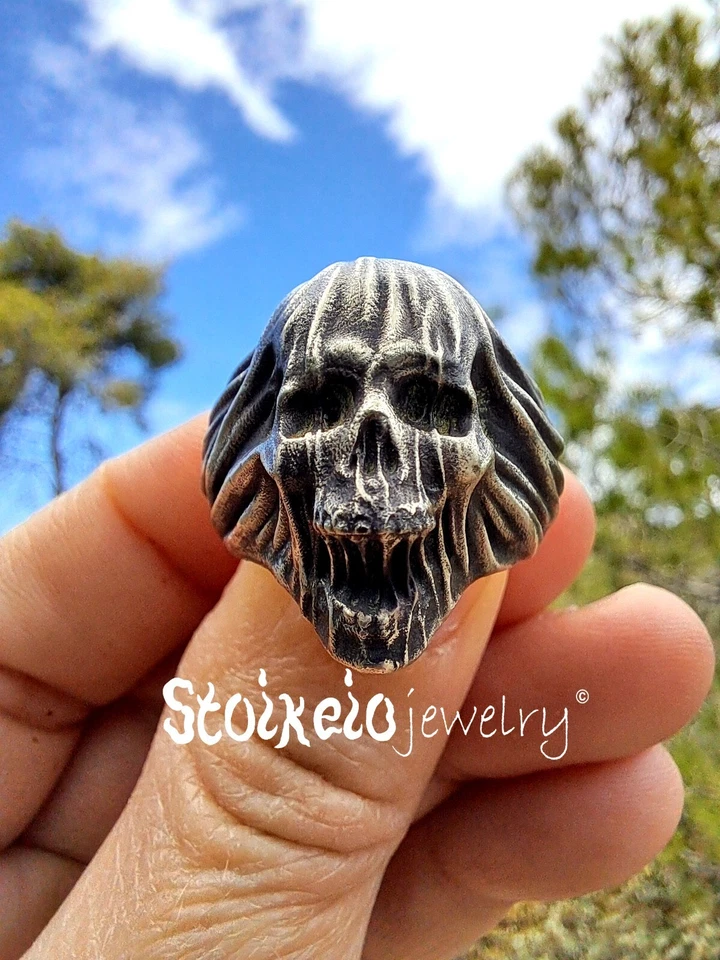 Handmade Skull Ring, Sterling Silver 925 Men's Skull Ring - Image 2 of 4