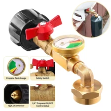 1Lb To 20Lb Tank Propane Refill Adapter Kit With Gauge And ON-Off Control Valve