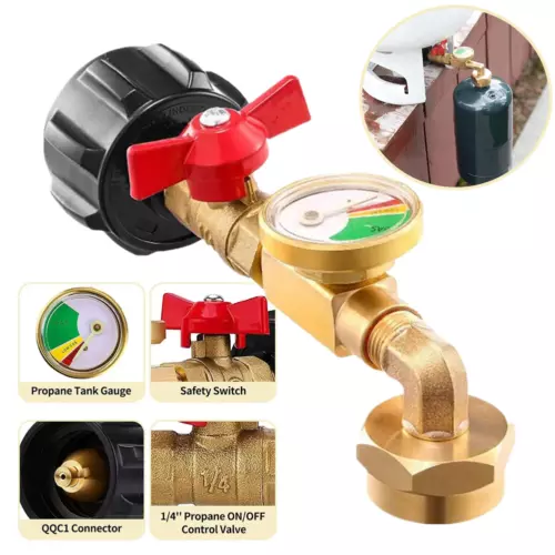 Propan Nachfüll Adapter Kit 20 Pfund auf 1 Pfund - massives Messing mit Messgerät & EIN-AUS-Ventil - Bild 2 von 13