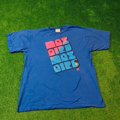 Vintage Nike T-shirt Homme Medium Blue Air Graphic Print Casual Y2k Pull - Photo 1/4