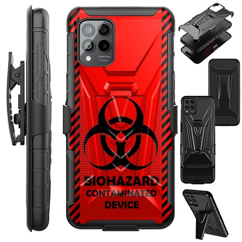 Holster Case for T Mobile Revvl 6 PRO 5G Kick Stand Phone Cover BIOHAZARD RED