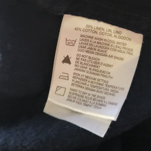 Report Collection Mens Medium Navy Linen Blend Long Sleeve Button Up Top - Picture 5 of 8