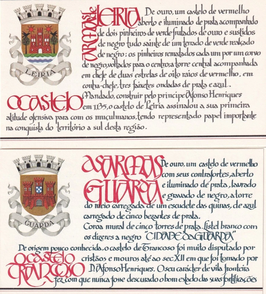 Portugal 1987 Yvert #C1697/98 Leiria & Guarda Castles Architecture MNH-VF - Image 2 of 2