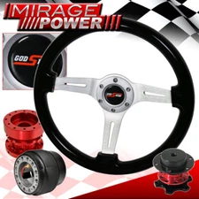 Quick Release + Extender + Black Wood Deep Dish Steering Wheel For 86-89 Integra