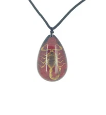 Real Scorpion Red and Black Resin Pendant