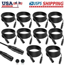 10pcs DMX Cable10feet Flexible 3 Pin XLR Signal Wire With Shield For Stage Light