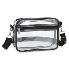 Women Pvc Clear Approved Crossbody Bag Clutch Handbag Zipper Small Stadium