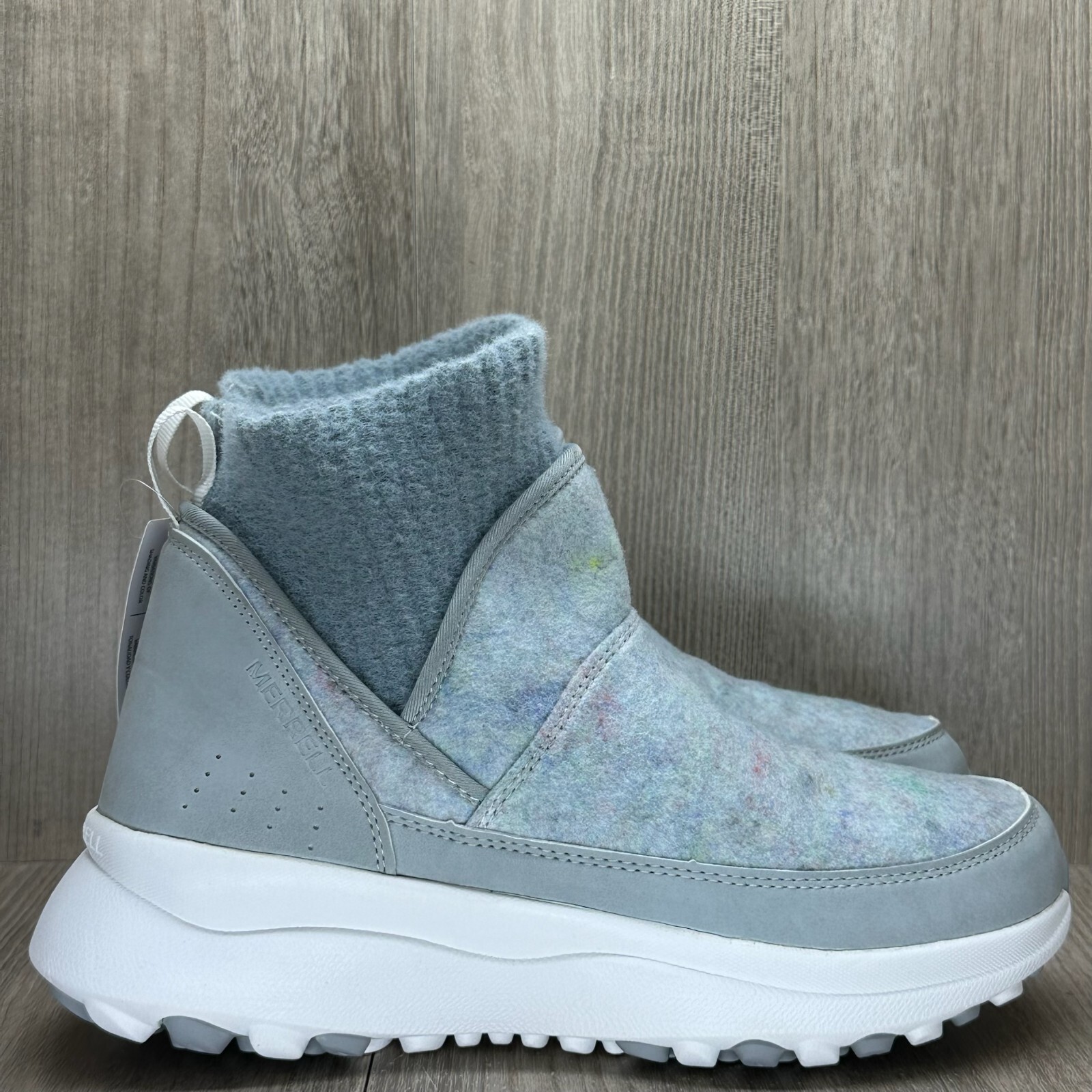 Stivali Merrell donna taglia 8 5 Cloud Renew Bluff vita alta plateau grigio neve