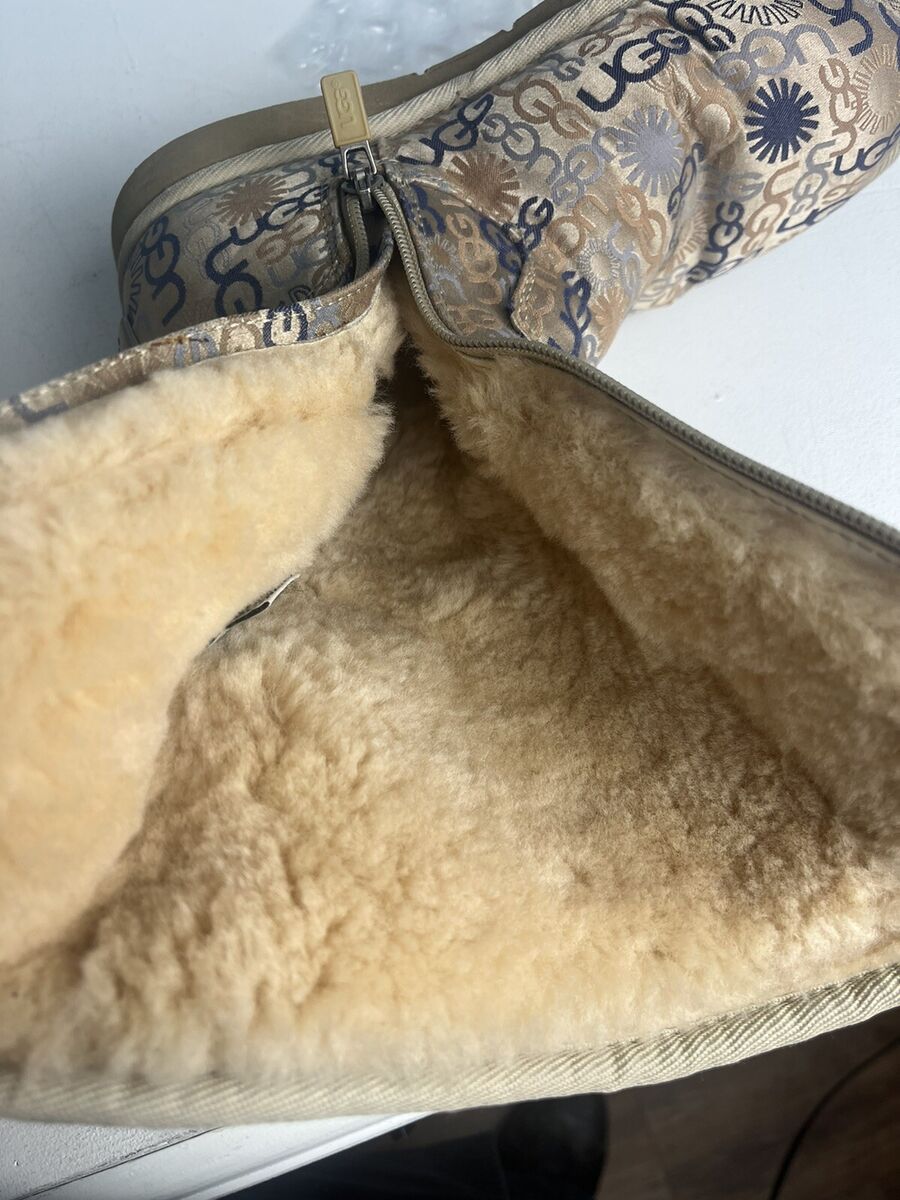 UGG Limited Edition Signature Logo Boots Tall Blue & Gold UGG Limited Edition Signature Logo Boots Tall Blue & Gold