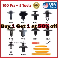 100Pcs Bumper Trim Panel Clips Fender Push Pin Rivets Retainer Fasteners 5×Tools