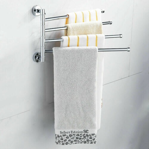 Wall Mounted Towel Rack – Chrome Stainless Steel Rail Holder Shelf for Bathroom - Picture 1 of 7