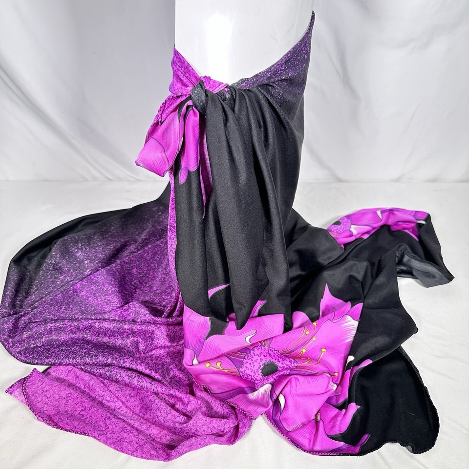 Vintage Hawaiian Womens M Dress Cover Up Skirt & Shirt Purple Black
