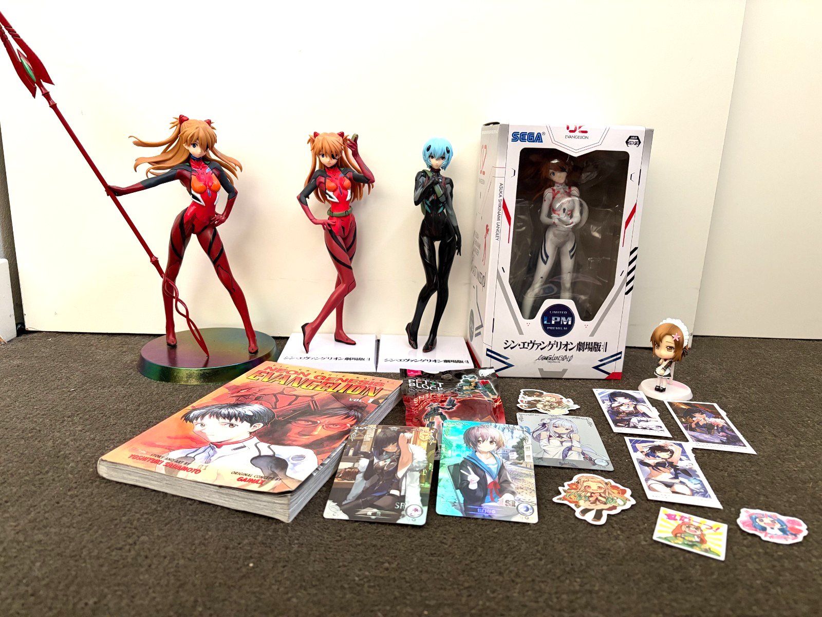 Evangelion Rei Ayanami Asuka Premium Figure lot x4 bundle INCLUDING MANY EXTRAS!