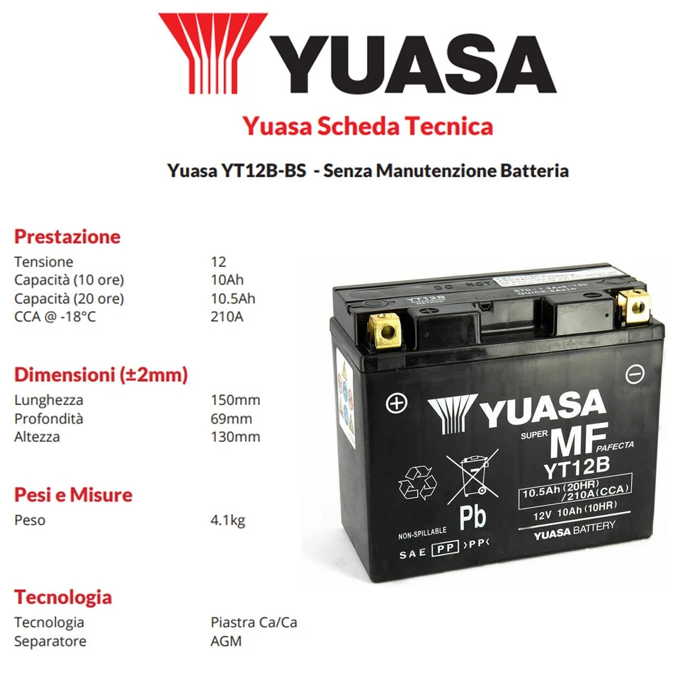 BATTERIA YT12B-BS YUASA SIGILLATA ORIGINALE DUCATI Monster S4R 996 2005-2006 — 第 2/3 张图片