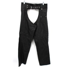 Allstate Chaps Mens Large Leather Biker Motorcycle Genuine Leather Zip Riding