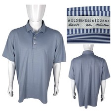 Holderness Bourne Mens 2XL Shirt Striped Polo Blue The Maxwell Aberdeen EUC