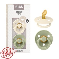 BIBS Pacifiers 2pk, Anatomical Nipple, Ivory/Sage, 0-6 Months