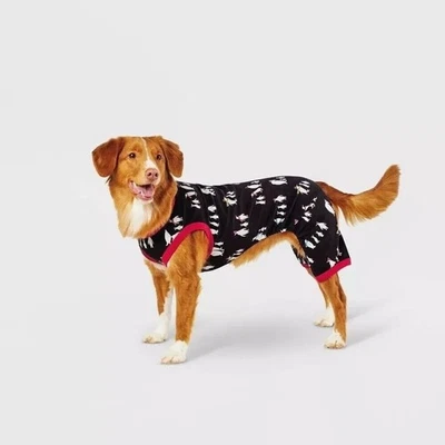 Wondershop Size Small Pet Holiday Christmas Penguins Black Print Dog Pajamas NEW - Image 1 of 4
