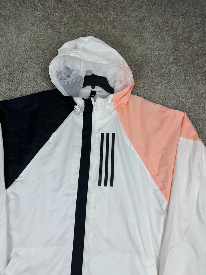Adidas куртка мужская 2XL W.N.D ветровка белый черный зарево розовый полный молнии трек - Изображение 3 из 4