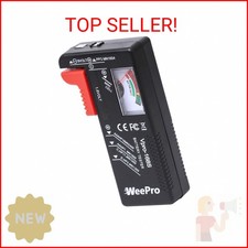 WeePro Universal Battery Checker - Small Battery Tester for AAA, AA, C, D, 9V, 1