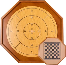 Tournament Crokinole & Checkers, 30" Official Crokinole Board Game | 26" Playing