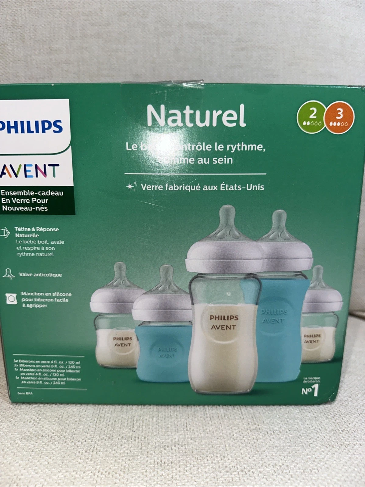 Philips Natural Newborn Glass Gift Set, Baby Bottles with Natural Response Ni...