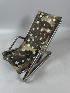 Vintage Mini Metal Beach Lounge Chair Dollhouse Miniature Decor 4” RARE