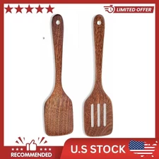 Cherry Wood Spatula Turner Set,12-Inch Wooden Spatula Slotted Turner Cooking,NEW