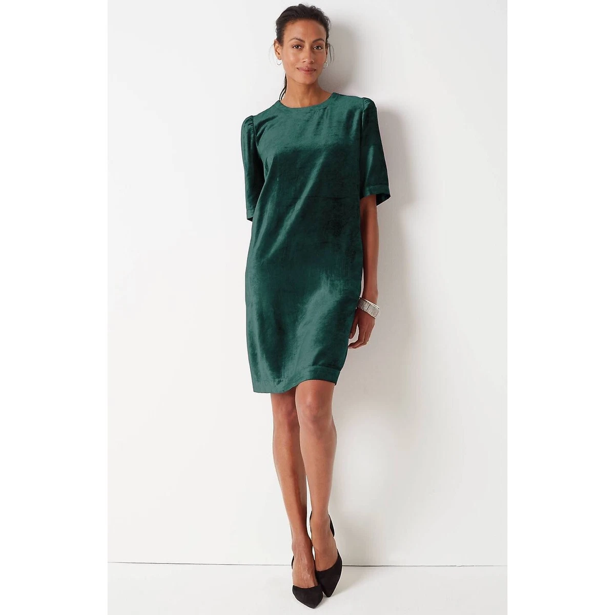 slim fit dress slacks Martin Aranda Girls’ Velvet Green Lace Collar Shift Dress 12 Months main image 1
