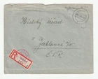 CZECHOSLOVAKIA cash paid 4.20K reg cover DECIN MUTE DSTP 7/7/1945 to Jablanci