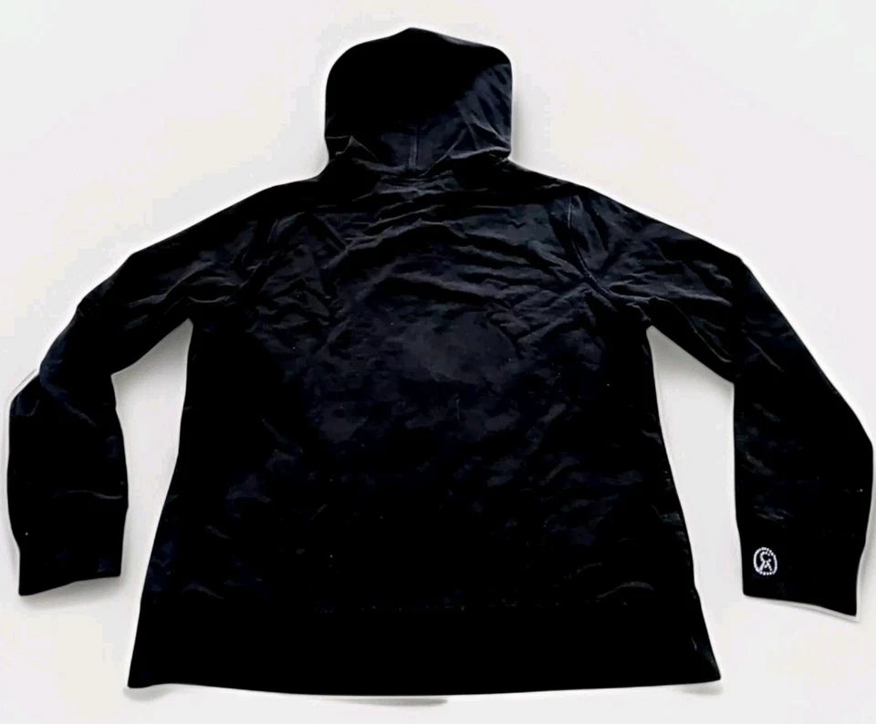 Sudadera con capucha Christine Alexander negra brillante con cremallera para mujer talla pequeña Foto 2 de 4