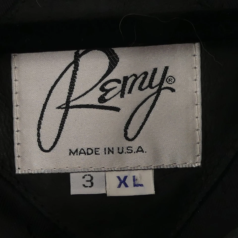 Remy 软皮革麂皮绒全拉链轰炸机夹克黑色美国制造男式 3XL XXXL — 第 3/4 张图片