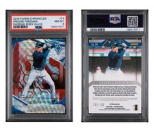 Freddie Freeman /199 -- 2019 Panini Phoenix Ruby Wave Prizm #24 PSA 8 Pop 1