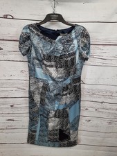 Planet Shift Dress - Abstract print - short-sleeve - Blue/black/white - UK 12