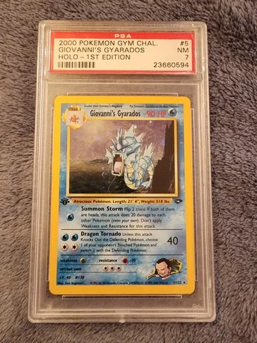 2000 POKEMON GYM CHALLENGE HOLO-1ST ED GIOVANNI'S GYARADOS PSA 7