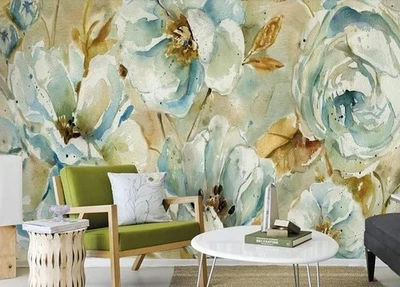 3D Flowers Floral Watercolor Wall Murals Wallpaper Murals Wall Sticker - Image 1 of 4