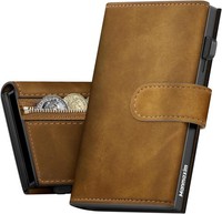 Herren Portemonnaie Slim Wallet Mit MüNzfach Rfid GeldböRse Braun 10+ Karten