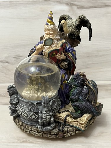 Westland Wizard Musical Snow Globe Figurine Merlin & Dragon Camelot Works
