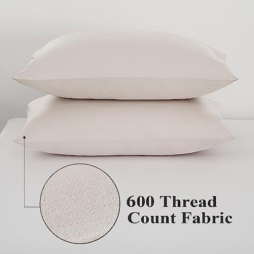 100 Egyptian Cotton Pillow Protectors Set of 2, 600 Standard 2Pack