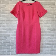 Talbots Pink Jacquard Sheath Dress Coctail Vintage Look *measures XL