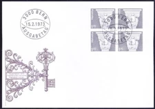 Switzerland 1973 FDC blk, Architecture, Sculptures, St. Jean Baptiste Church