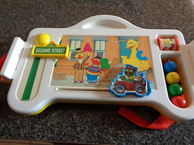 SESAME STREET REVERSIBLE TRAY WITH ACTIVITIES ON BOTH SIDES+DISH INSERT~RARE