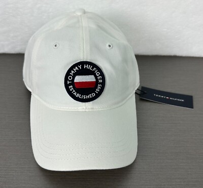 Tommy Hilfiger Men's White Logo Baseball Cap/Hat Adjustable Strap One Size NWT