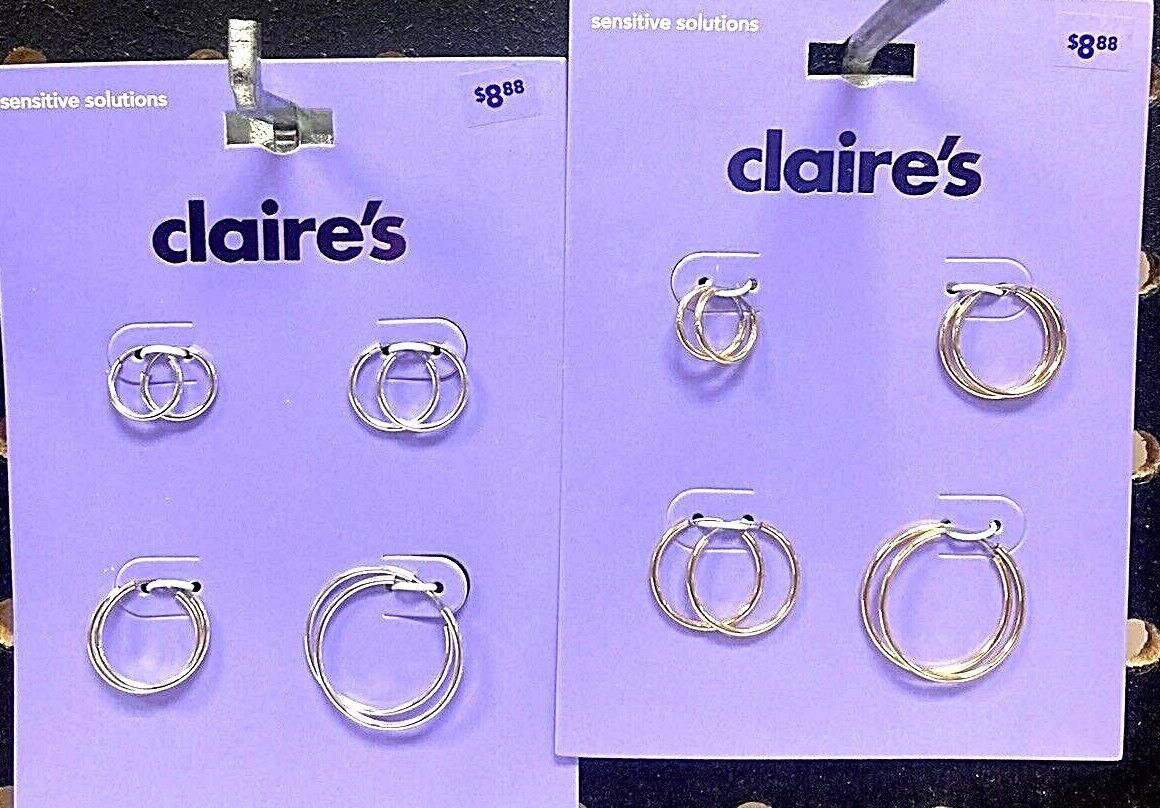 Claire’s Girls 4 Pairs of Small Hoop Earrings Choose Silver or Gold Color