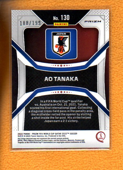 2022 prizm World Cup 田中碧 Ao Tanaka RC 2022 Prizm FIFA World Cup Rookie Green Wave