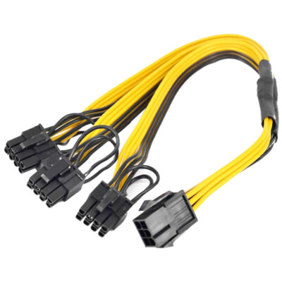 Pcie 6pin Female To 3 8pin(6+2) Male Extension SATA Power Supply Cable