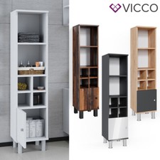 Badschrank Fynn Midischrank 7 Fächer Hochschrank Badezimmerschrank Bad Vicco 