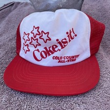 Rare Vintage Coke is It Cold Country All-Star Truckers Snapback Hat Made In USA