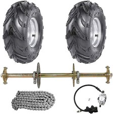 32" Go Kart Rear Axle Kit Brake Caliper 7" Wheels 428 Sprocket Chain Wheel Hub